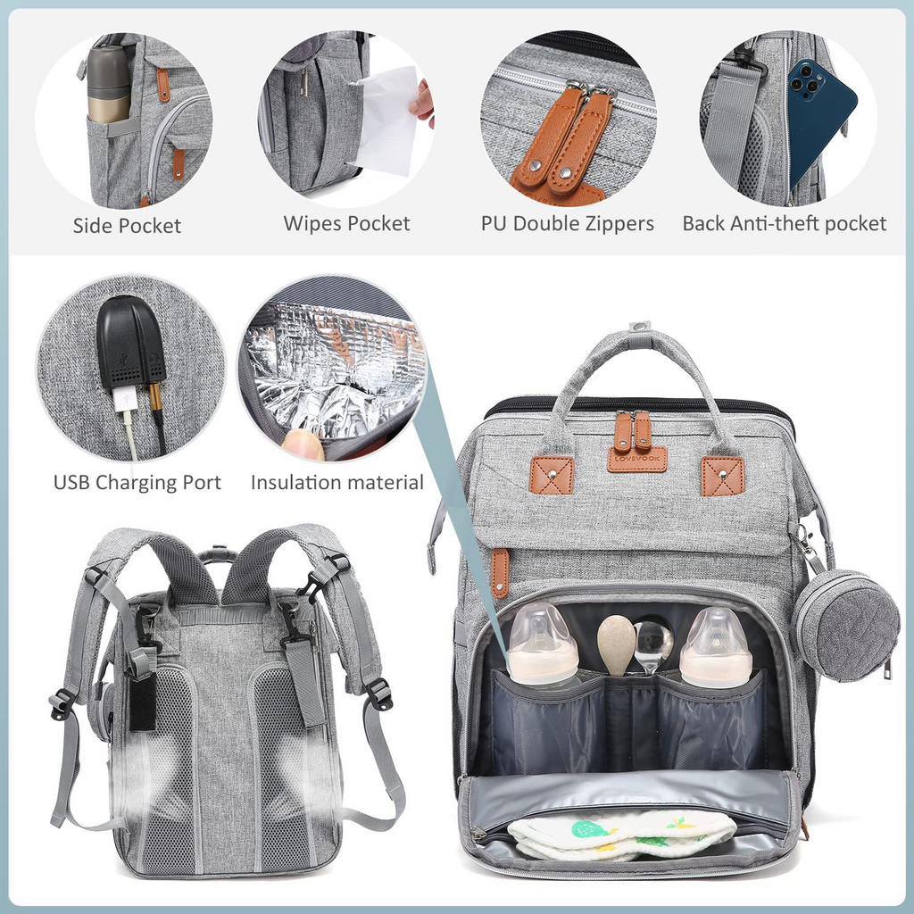 Mamigo Large Capacity Foldable Baby Bag with Mosquito Net, Stroller Hanging Dual Shoulder Design