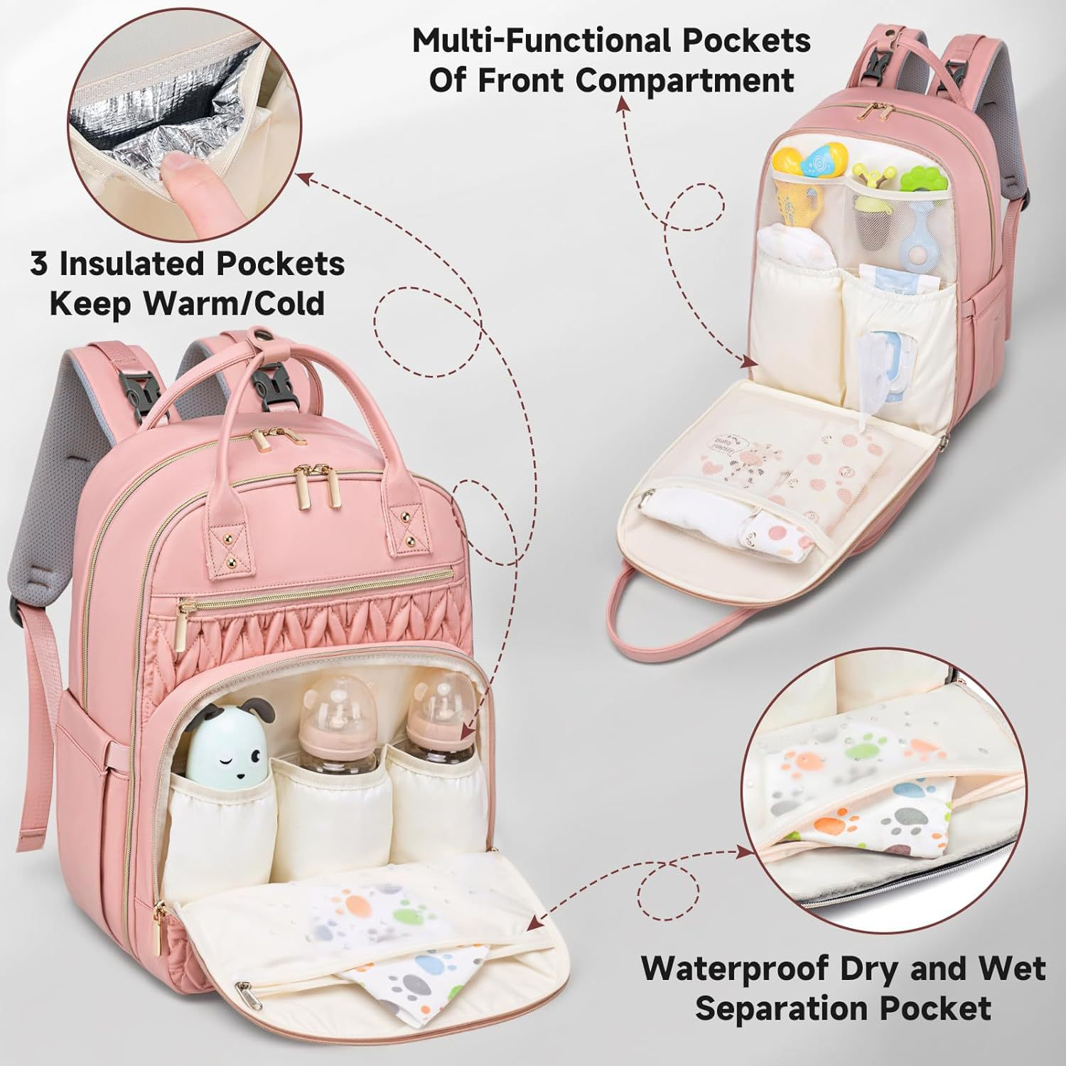 Mamigo  fashion Maternity Backpack Baby Diaper Travel Bag[Waterproof Changing Pad (folded)]