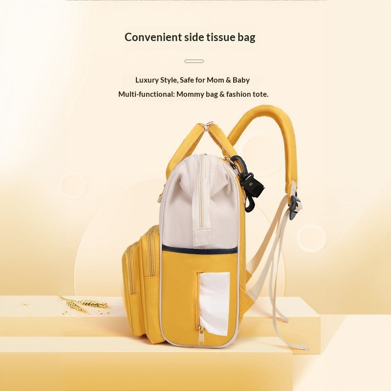 Mamigo Color Block Dual Front Pockets High Capacity Multifunctional Diaper Backpack