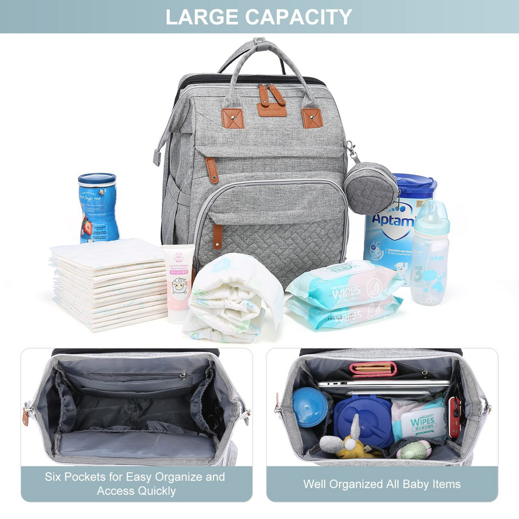 Mamigo Large Capacity Foldable Baby Bag with Mosquito Net, Stroller Hanging Dual Shoulder Design