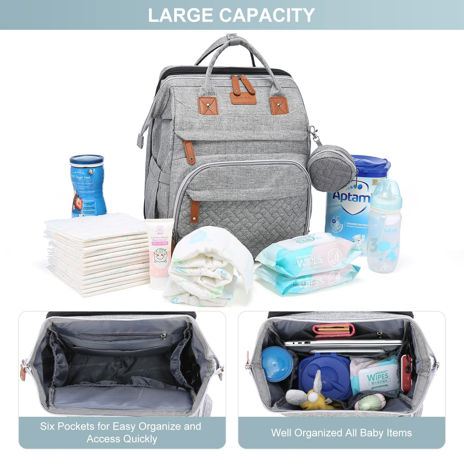 Mamigo Large Capacity Foldable Baby Bag with Mosquito Net, Stroller Hanging Dual Shoulder Design