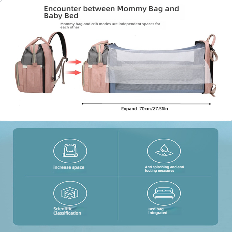 Mamigo Premium Convertible Large Capacity Mommy Bag with Built-in Baby Bed