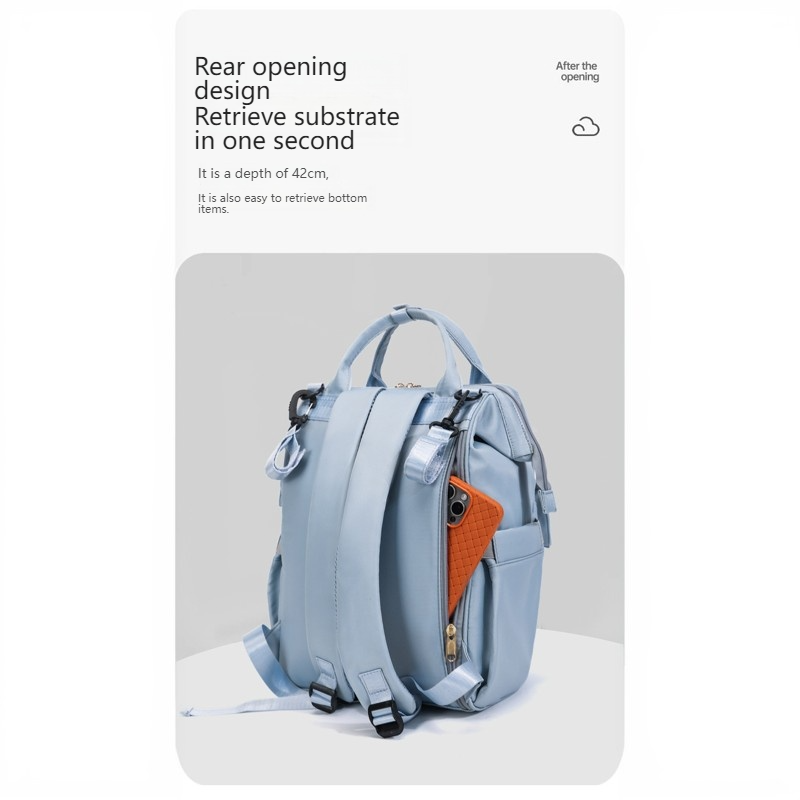 Mamigo Large Capacity Multifunctional Lightweight Casual Style Insulated Breast Milk Storage Small Round Bag Diaper Backpack