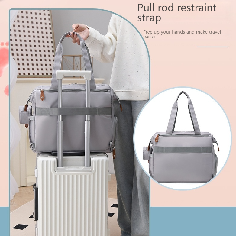 Mamigo  Multifunctional large mommy bag for outdoor use. 【Portable waterproof diaper pad included】Features baby changing mat and wet & dry separation design, ideal as a practical maternity hospital bag for new moms.