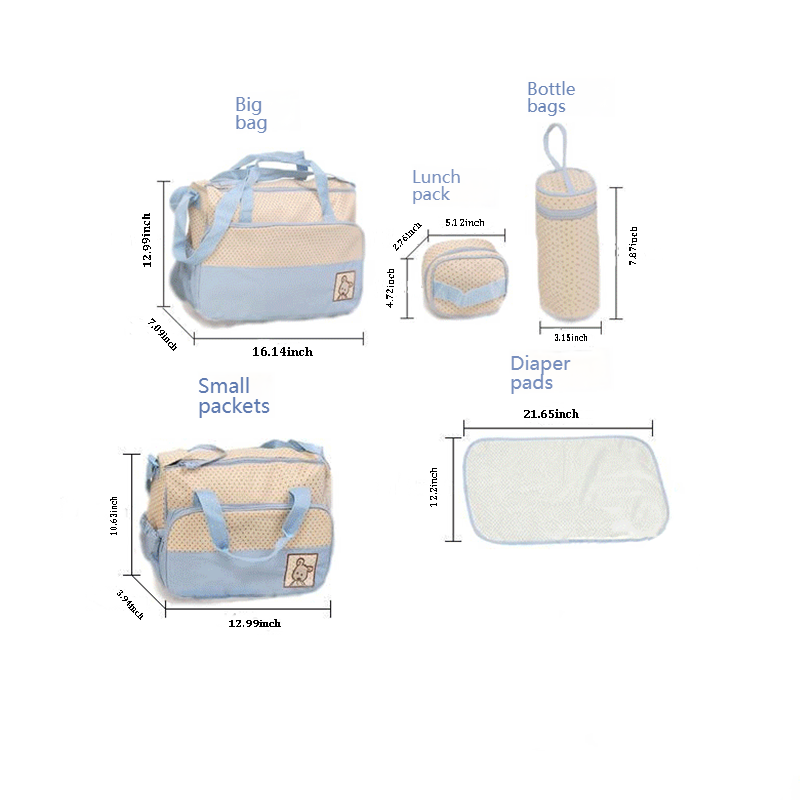 Mamigo 5Pcs Mommy Bag Set Large Capacity Multi-size Multifunctional Maternity Hospital Bag