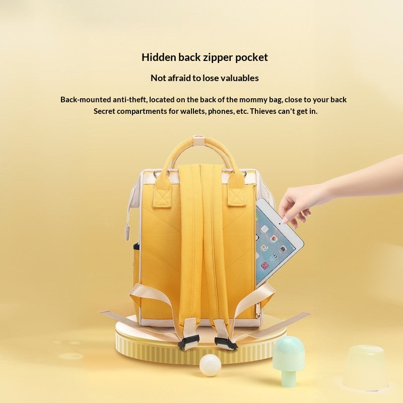 Mamigo Color Block Dual Front Pockets High Capacity Multifunctional Diaper Backpack