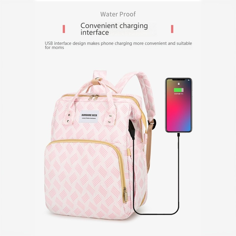 Mamigo New Versatile Multifunctional USB Charging Sunshade Outdoor Diaper Backpack