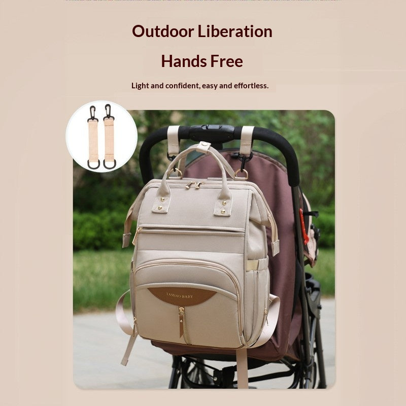 Mamigo Detachable Bottle Pouch Layered Design Large Capacity Lightweight Wear Resistant Breathable Diaper Bag