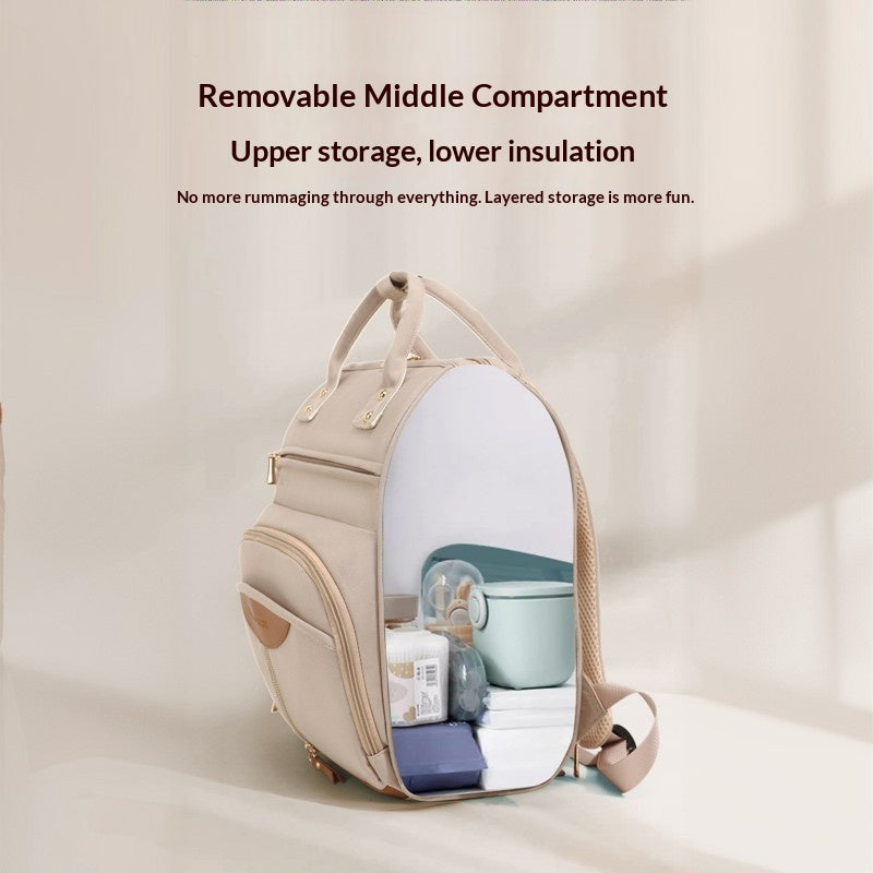 Mamigo Detachable Bottle Pouch Layered Design Large Capacity Lightweight Wear Resistant Breathable Diaper Bag