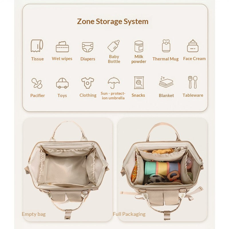 Mamigo Detachable Bottle Pouch Layered Design Large Capacity Lightweight Wear Resistant Breathable Diaper Bag