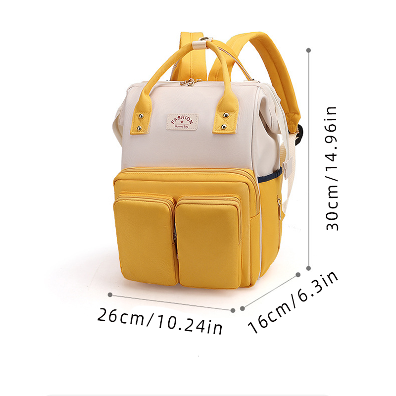 Mamigo Color Block Dual Front Pockets High Capacity Multifunctional Diaper Backpack