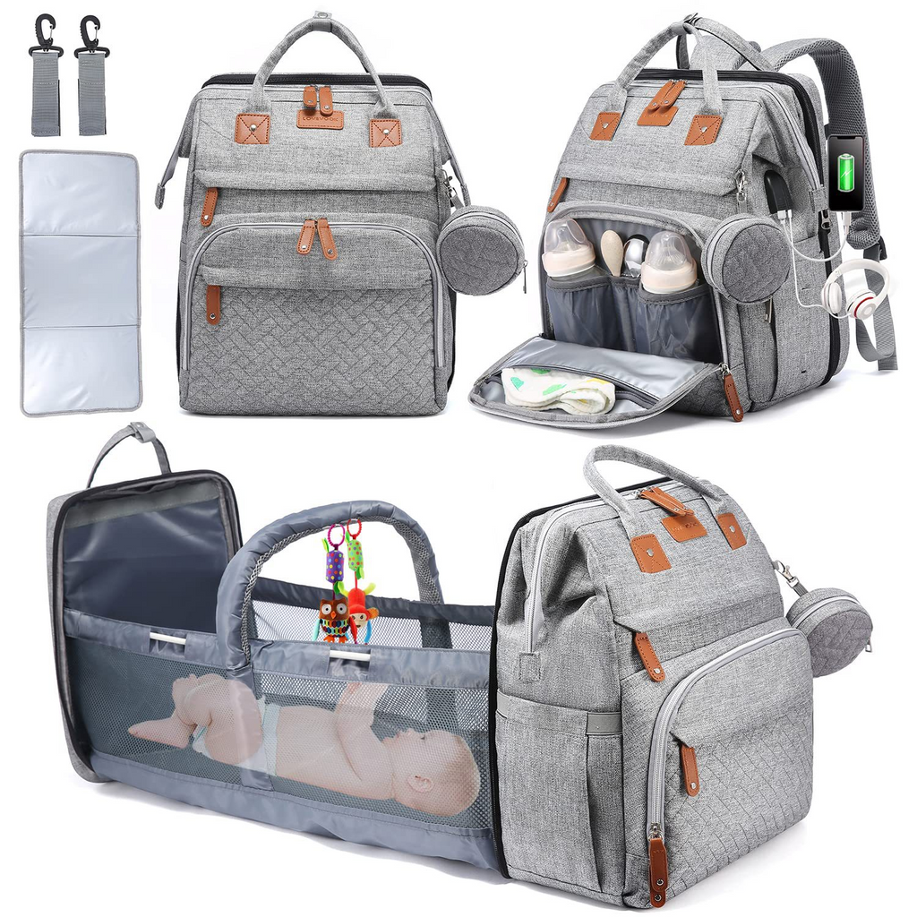 Mamigo Large Capacity Foldable Baby Bag with Mosquito Net, Stroller Hanging Dual Shoulder Design
