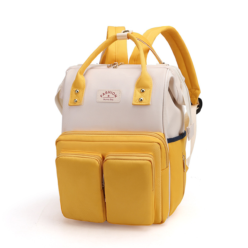 Mamigo Color Block Dual Front Pockets High Capacity Multifunctional Diaper Backpack