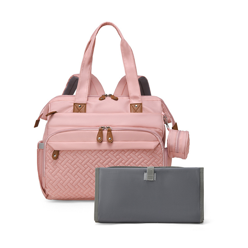 Mamigo  Multifunctional large mommy bag for outdoor use. 【Portable waterproof diaper pad included】Features baby changing mat and wet & dry separation design, ideal as a practical maternity hospital bag for new moms.