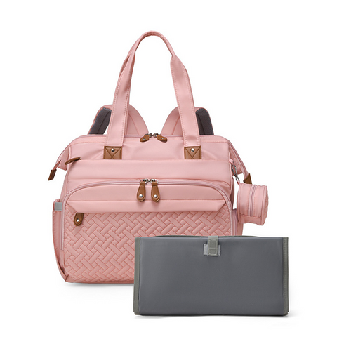 Mamigo  Multifunctional large mommy bag for outdoor use. 【Portable waterproof diaper pad included】Features baby changing mat and wet & dry separation design, ideal as a practical maternity hospital bag for new moms.