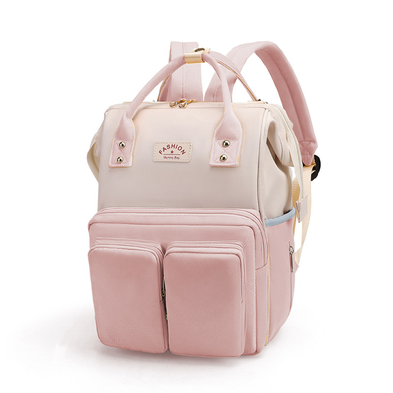 Mamigo Color Block Dual Front Pockets High Capacity Multifunctional Diaper Backpack