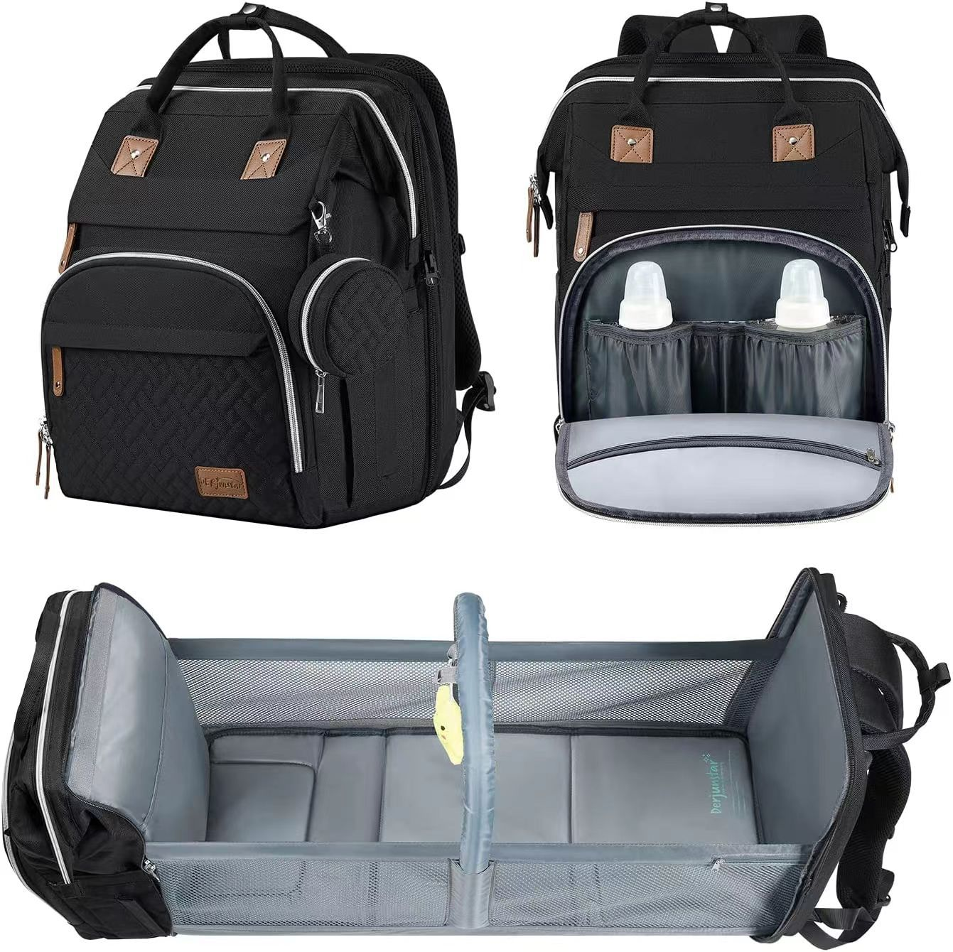 Mamigo Large Capacity Foldable Baby Bag with Mosquito Net, Stroller Hanging Dual Shoulder Design