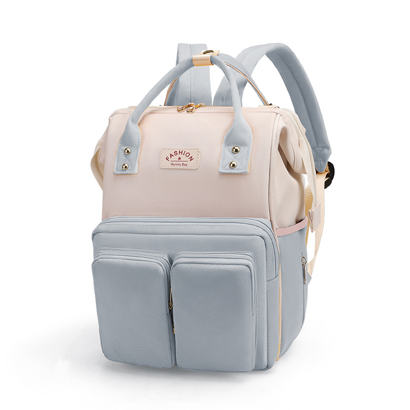 Mamigo Color Block Dual Front Pockets High Capacity Multifunctional Diaper Backpack