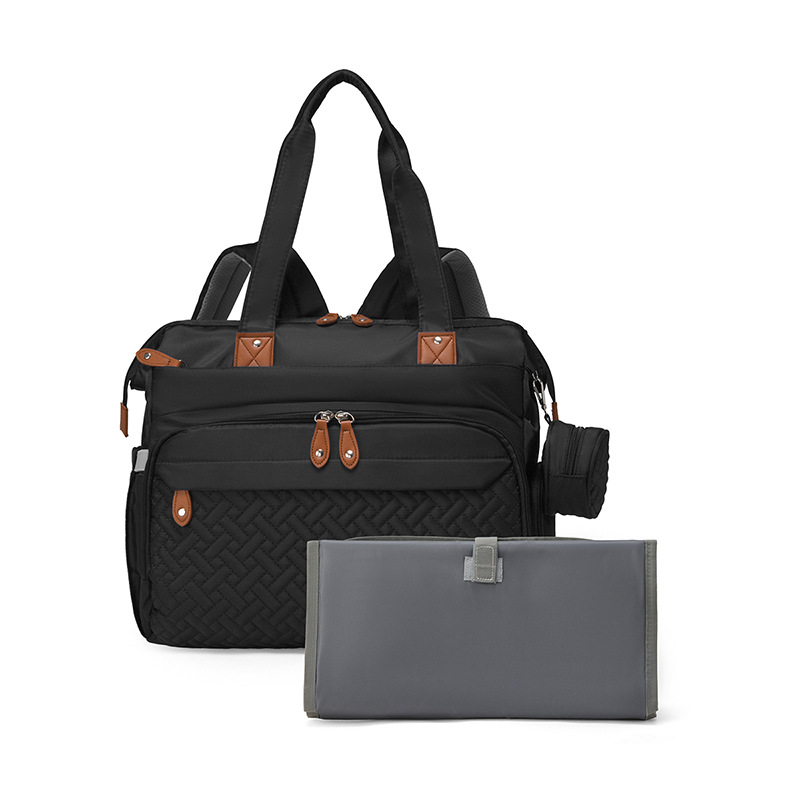 Mamigo  Multifunctional large mommy bag for outdoor use. 【Portable waterproof diaper pad included】Features baby changing mat and wet & dry separation design, ideal as a practical maternity hospital bag for new moms.