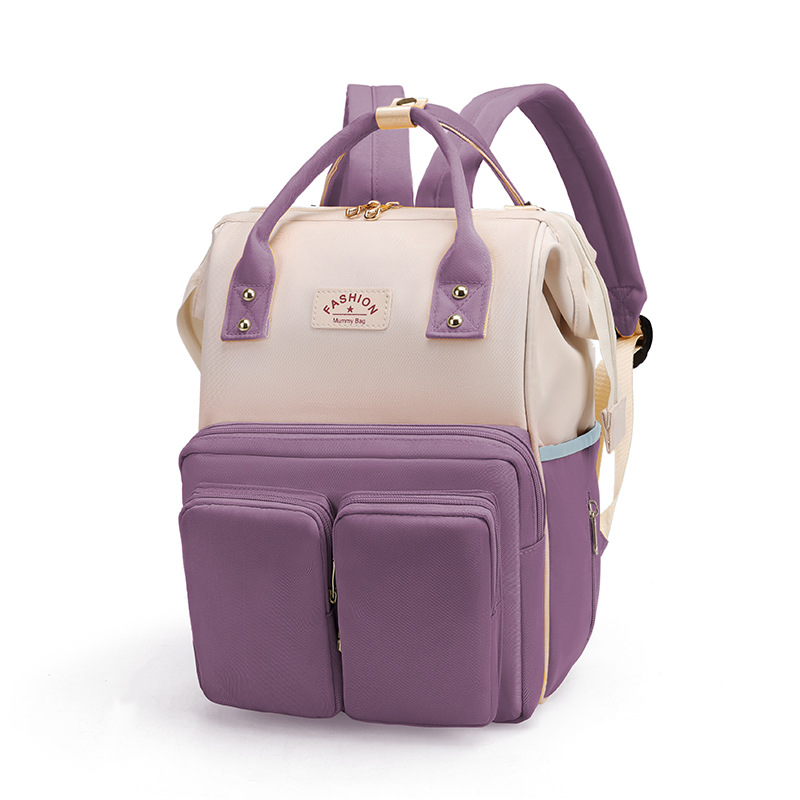 Mamigo Color Block Dual Front Pockets High Capacity Multifunctional Diaper Backpack