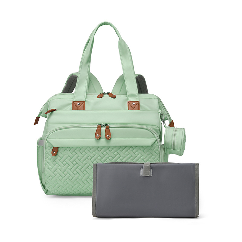 Mamigo  Multifunctional large mommy bag for outdoor use. 【Portable waterproof diaper pad included】Features baby changing mat and wet & dry separation design, ideal as a practical maternity hospital bag for new moms.