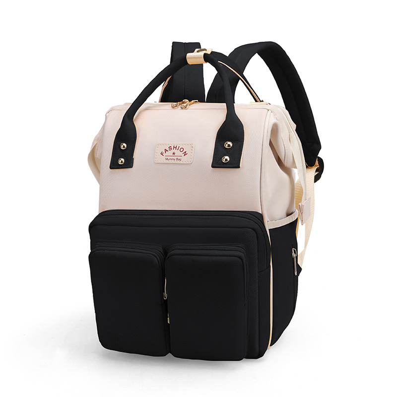 Mamigo Color Block Dual Front Pockets High Capacity Multifunctional Diaper Backpack