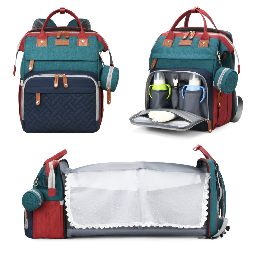 Mamigo Large Capacity Foldable Baby Bag with Mosquito Net, Stroller Hanging Dual Shoulder Design