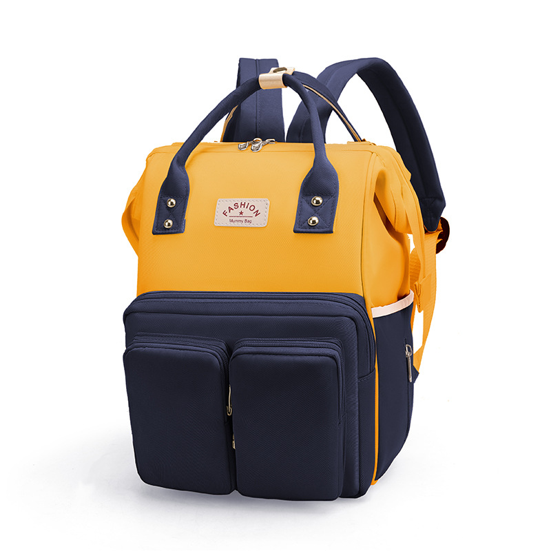 Mamigo Color Block Dual Front Pockets High Capacity Multifunctional Diaper Backpack