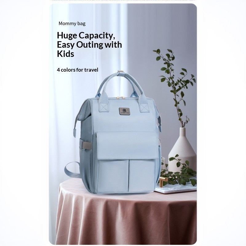Mamigo Large Capacity Multifunctional Lightweight Casual Style Insulated Breast Milk Storage Small Round Bag Diaper Backpack