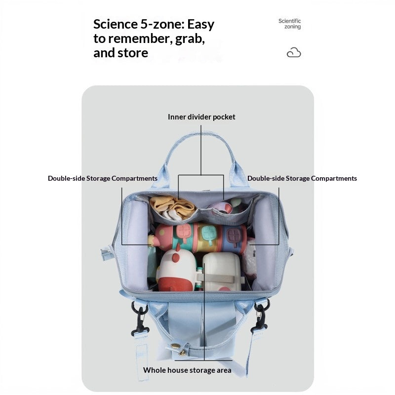 Mamigo Large Capacity Multifunctional Lightweight Casual Style Insulated Breast Milk Storage Small Round Bag Diaper Backpack